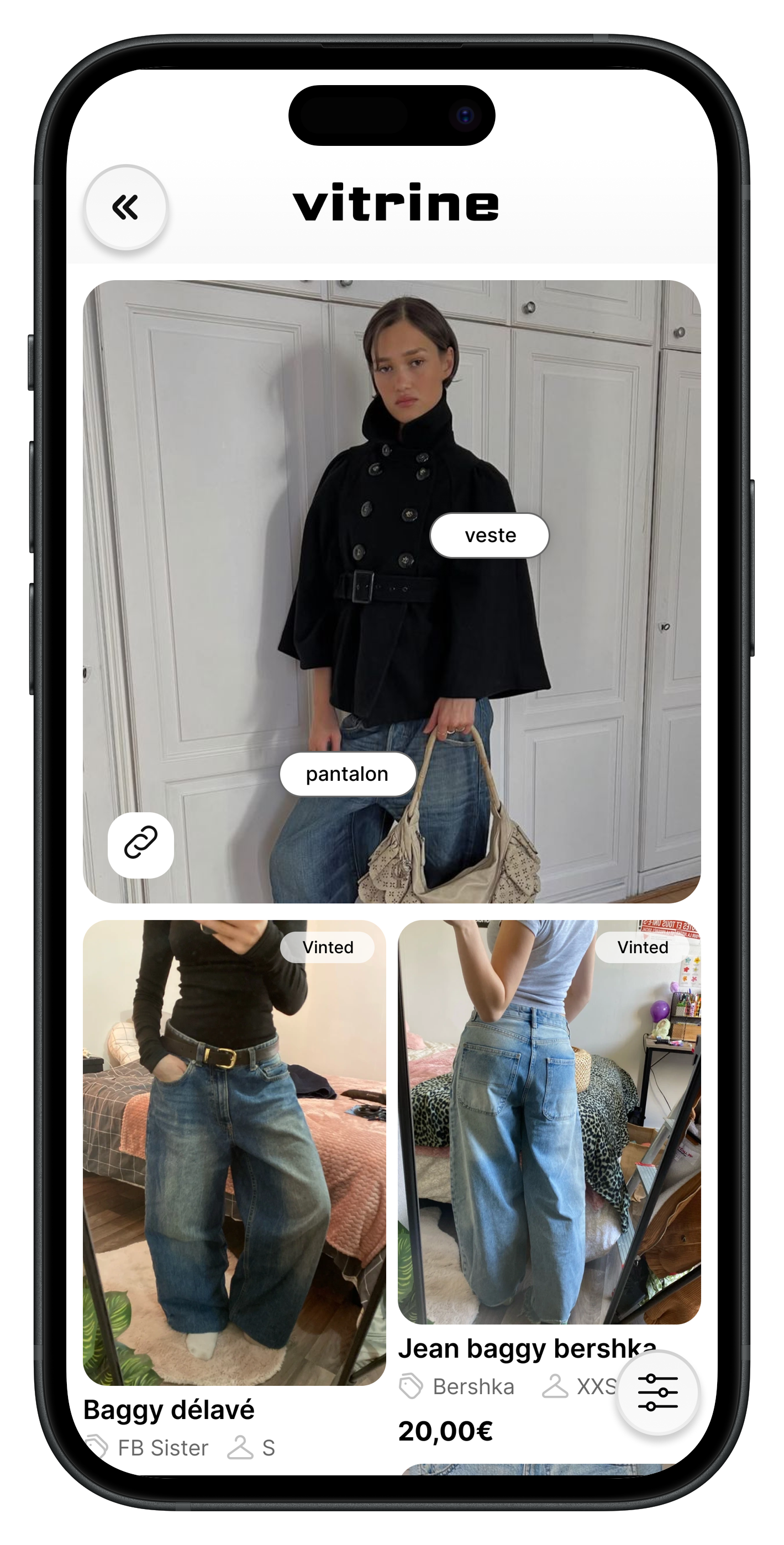 Détail d'un look avec filtres