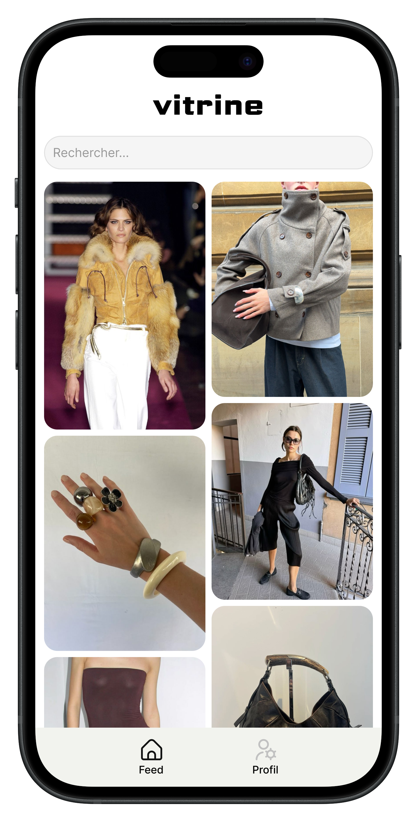 Feed de looks dans l'application